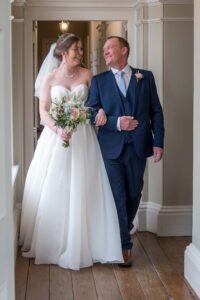 Bride and dad wedding ceremony at Saltmarshe Hall near Goole and Selby
