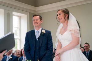 Bride and groom wedding ceremony at Saltmarshe Hall near Goole and Selby