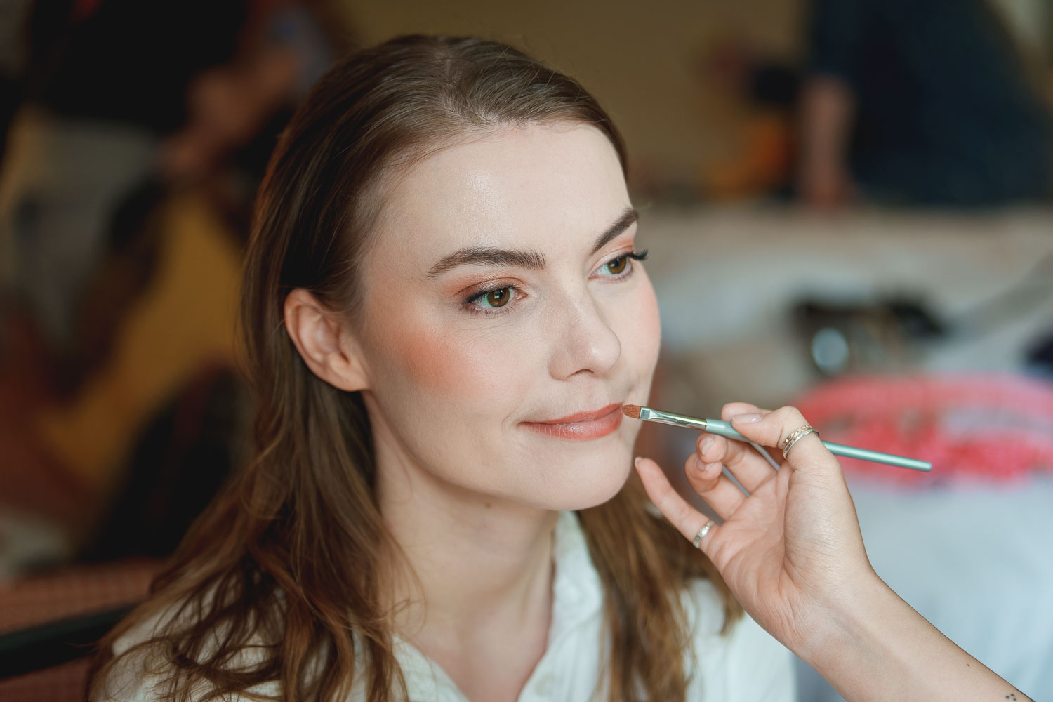 Bride having make up down